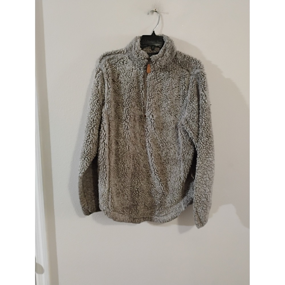 Simply Southern Gray Sherpa Fleece Quarter Zip Pullover Sweater Mens Large